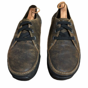 Ahnu Distressed Leather Brown Slip On Oxfords Fold Back Loafer